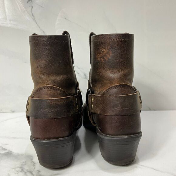 CABELA’S Leather Harness Strap Square Toe Ankle Boots - Picture 4 of 7